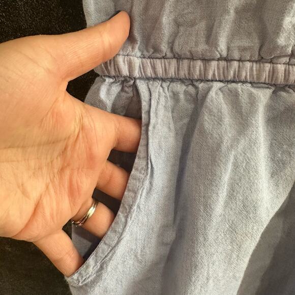Boden Soft Blue Chambray Romper Stretchy Waist 100% Cotton Size 13-14Y 164cm - Picture 3 of 5